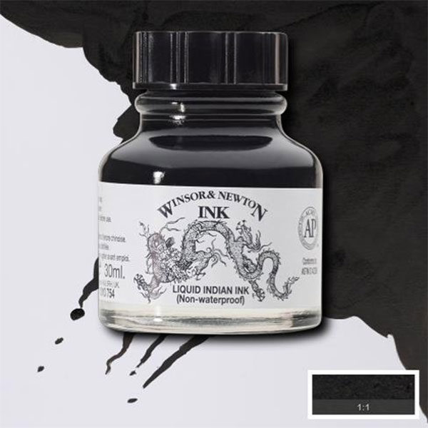 Ink-14ml-Black-Indian-Ink(Non-Waterproof)-Winsor-&-Newton