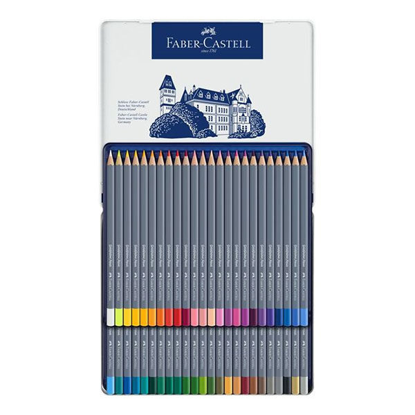 Goldfaber-Aqua-Watercolour-Pencil-48-Tin-Sets-Faber-Castell-Open