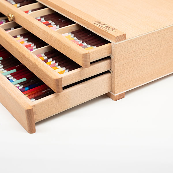 Mont-Marte-Artists-Pastel-Box-top-side-view-with-drawers-open-and-pencils-inside-01
