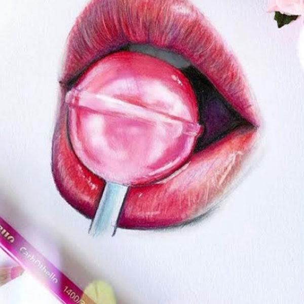 Stabilo-CarbOthello-Pastel-Pencils-Sketch-of-red-&-pink-Lips