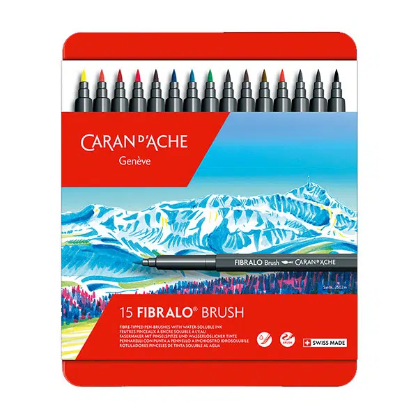 Caran-DAche-Fibralo-Brush-15-Colour-Assortment-New-Set