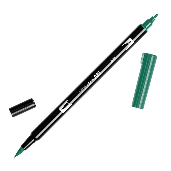 Tombow-Dual-Brush-Pen-Art-Green-Hunter-Marker-Single
