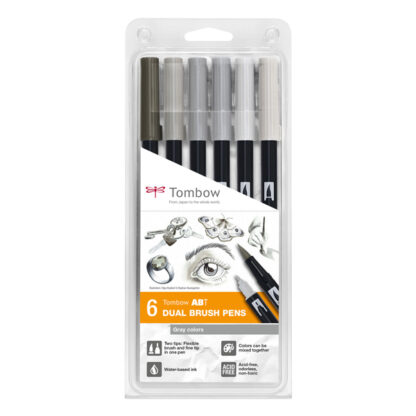 Tombow-ABT-Dual-Brush-6-Piece-Gray-Colors-in-packaging