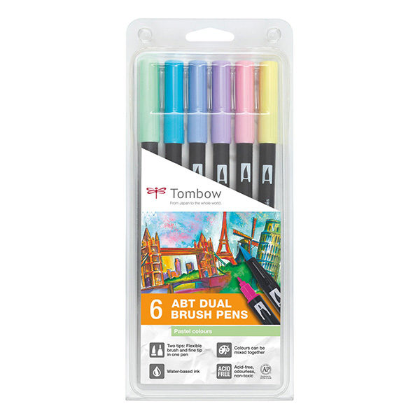 Tombow-ABT-Dual-Brush-Pen-6-Set-Pastel-Colours