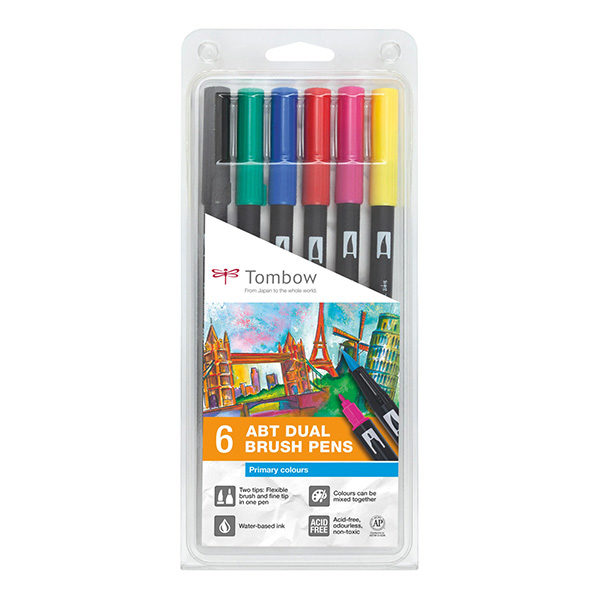 Tombow-ABT-Dual-Brush-Pen-6-Set-Primary-Colours