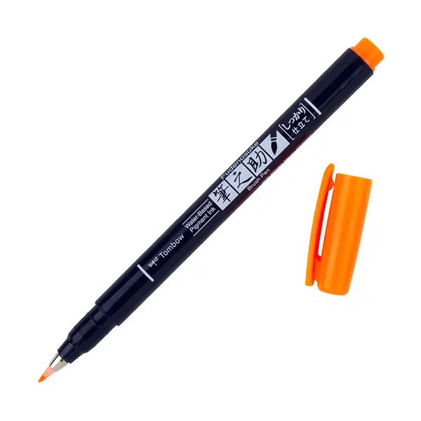 Tombow-Fudenosuke-Hard-Tip-Neon-Orange-93-Brush-Pen