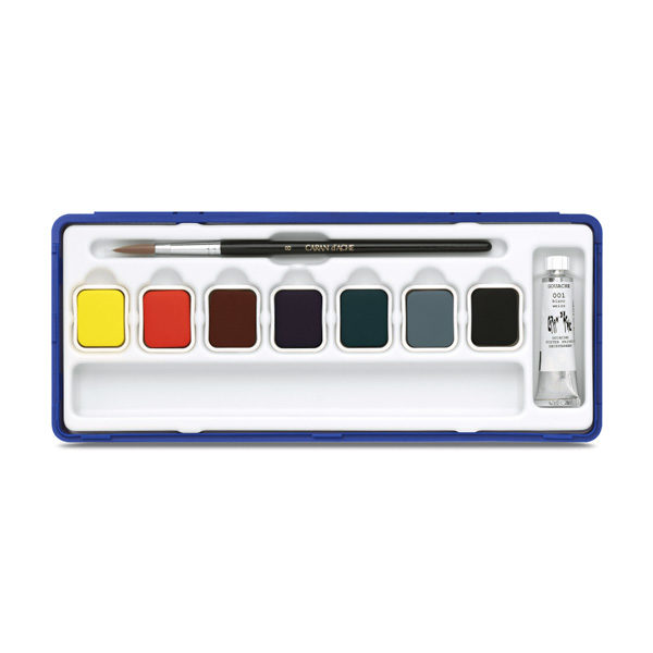 Caran-Dache-Gouache-Studio-Colour-Tablets-Set-of-8-Tin-Set-open