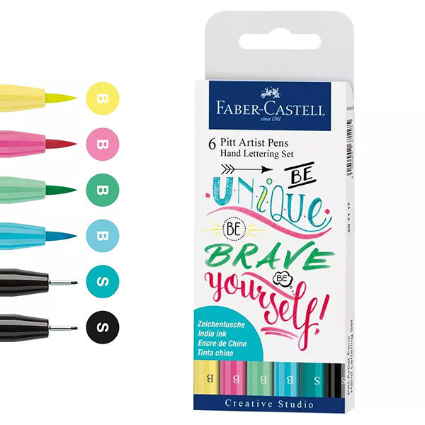 Faber-Castell-Pitt-Artist-Pen-Hand-Lettering-Set-of-6-Be-unique-be-brave-be-yourself