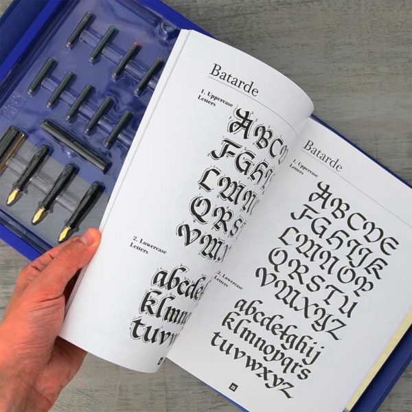 Walter-Foster-Calligraphy_Kit-And-Book-Opening