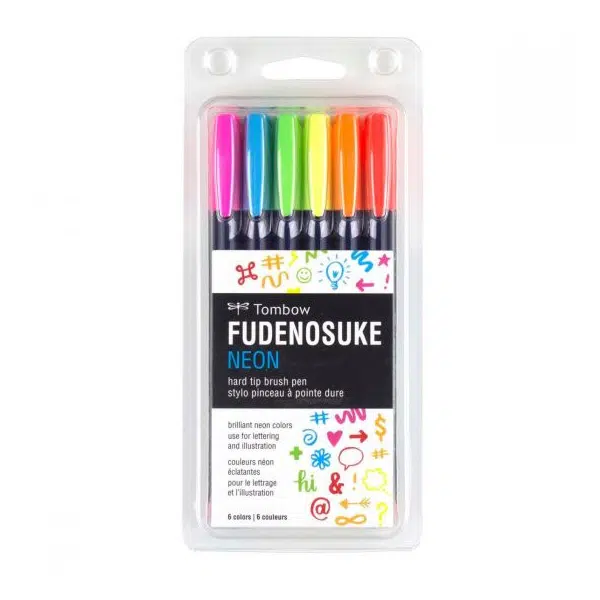 Tombow-Fudenosuke-Brush-Pen-Set-of-Neon-Colours-56437