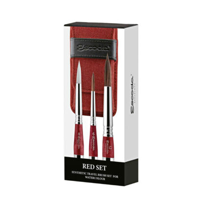 Escoda-Red-Synthetic-Travel-Brush-Set-For-3-Watercolor-Brushes-1270-Series
