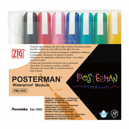 Kuretake-ZIG-Posterman-Medium-Markers-Set-of-6
