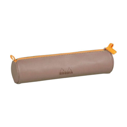 Rhodia Round Pencilcase Italian Leatherette Taupe - Clairefontaine