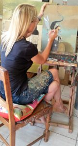 Artist-Mariaan-Kotze-Busy-Painting-in-her-studio