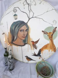 Artist-Mariaan-Kotze-Painting-of-a-face-and-animal