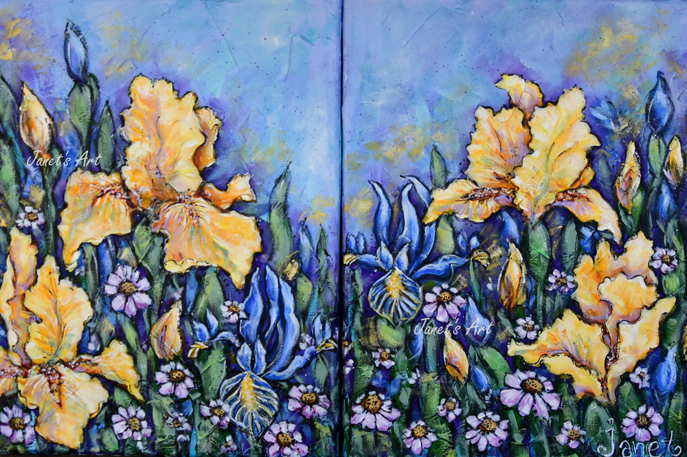 Yellow Irises painting by Artist Janet Bester