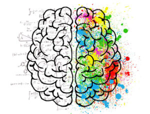cartoon image of brain with colour