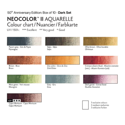 NEOCOLOR II 50 YEARS Colour Chart - Dark set