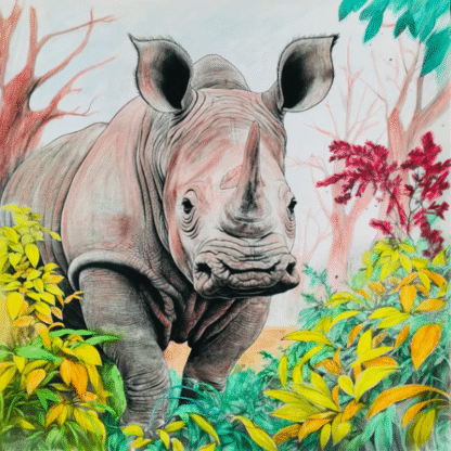ICOLOR COLOURING BOARD FINE ART AFRICAN RHINO EXAMPLE
