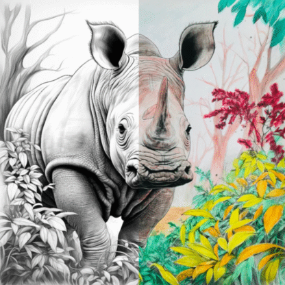 ICOLOR COLOURING BOARD FINE ART AFRICAN RHINO HALF