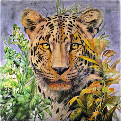 ICOLOR COLOURING BOARD FINE ART LEAFY LEOPARD EXAMPLE
