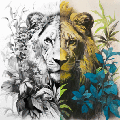 ICOLOR COLOURING BOARD FINE ART LEAFY LION HALF