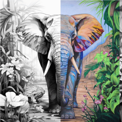 ICOLOR COLOURING BOARD FINE ART MAJESTIC ELEPHANT HALF