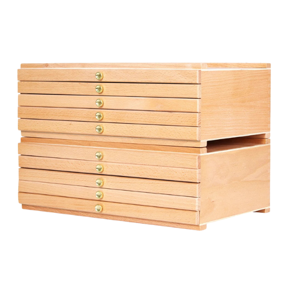 MEEDEN 10-DRAWER WOOD STORAGE BOX - NATURAL CLOSED
