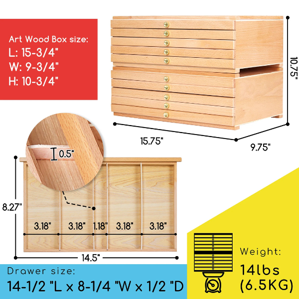MEEDEN 10-DRAWER WOOD STORAGE BOX - NATURAL MEASUREMENTS