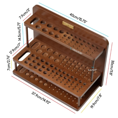 MEEDEN 2-TIER WOODEN PAINT BRUSH HOLDER ORGANIZER - AFE-6086D-QHT- measurements
