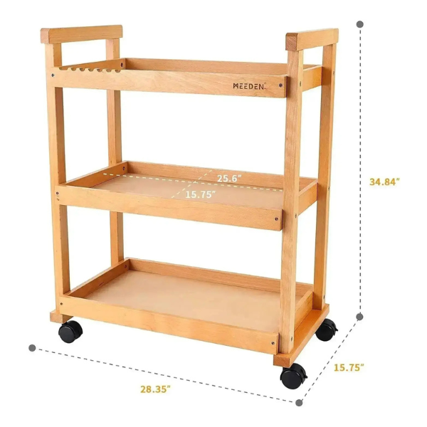 MEEDEN 3-TIER ART SUPPLIES STORAGE CART - MEASUREMENTS