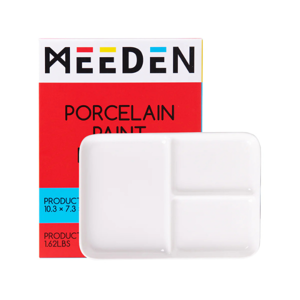 MEEDEN 3-WELL CERAMIC PALETTE (10.3_× 7.3_× 0.6_) PLC-4047