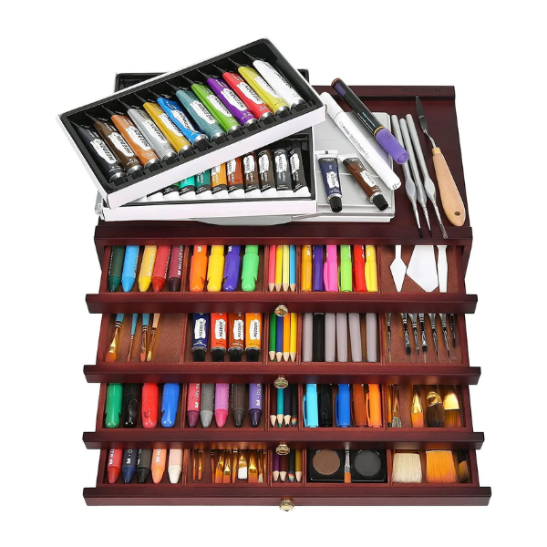 MEEDEN 4-DRAWER WOOD STORAGE BOX WALNUT COLOR in use