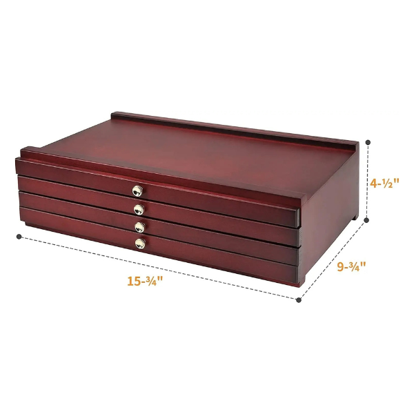 MEEDEN 4-DRAWER WOOD STORAGE BOX WALNUT COLOR measurements