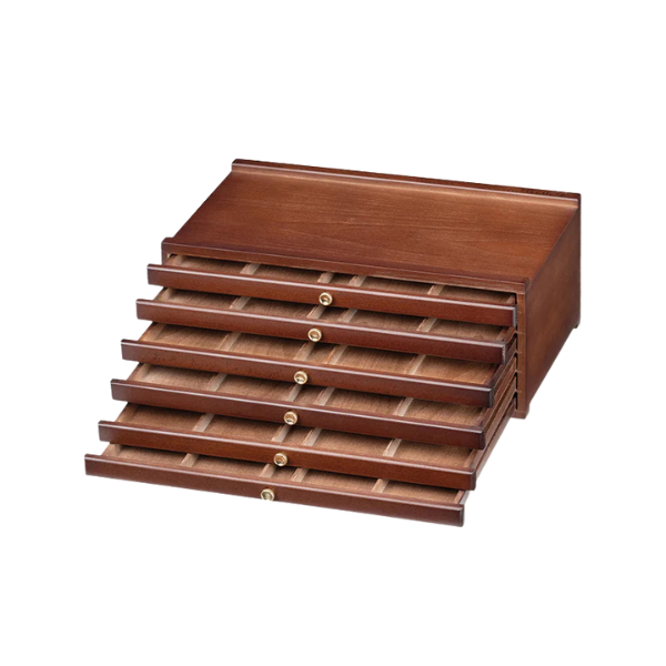 MEEDEN 6-DRAWER WOOD STORAGE BOX LIGHT WALNUT COLOR