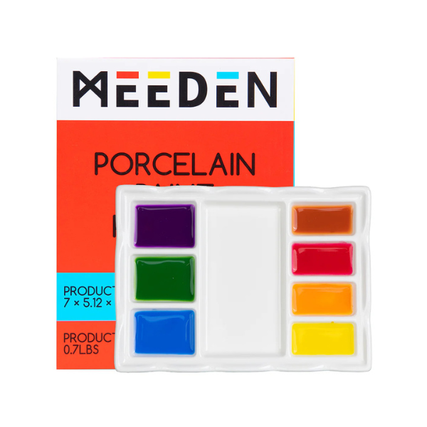 MEEDEN 8-WELL CERAMIC PALETTE (7_× 5_× 0.6_) PLC-4016