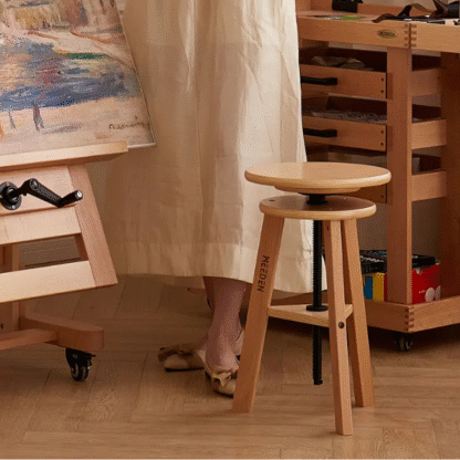 MEEDEN WOOD DRAFTING STOOL- IN USE