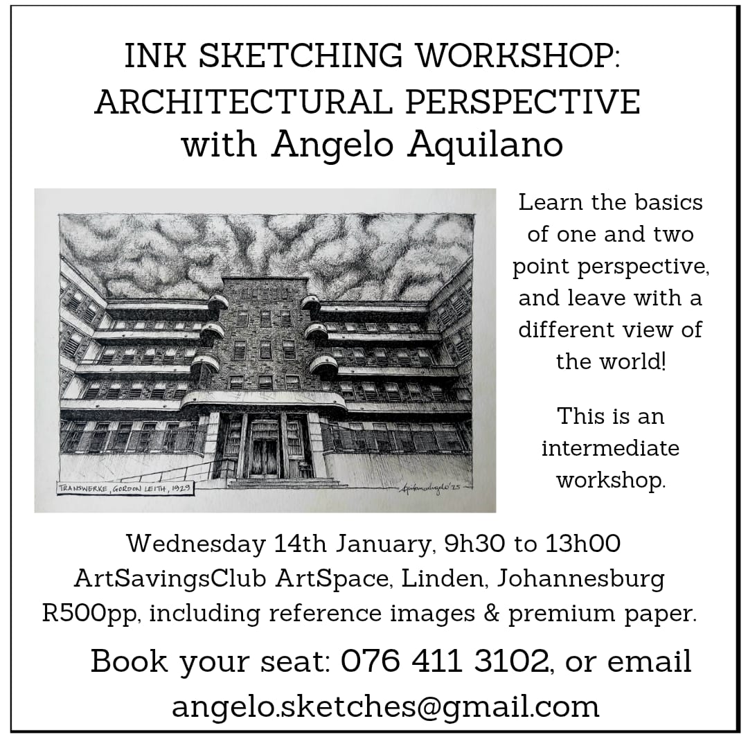 14 Jan '26 Wed 9h30-13h00 Ink Sketching Workshop With Angel Aquilano