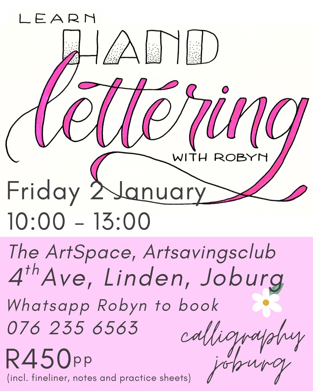 2 Jan '26 Fri 10h00-13h00 Hand lettering with Robyn
