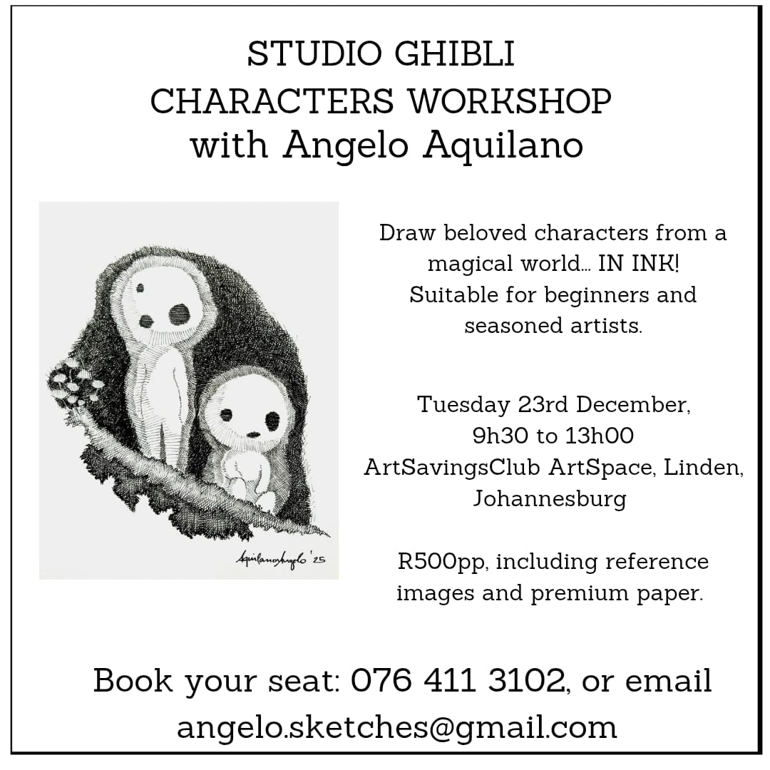 23 Dec 2025 Tues 9h30-13h00 Studio Ghibli Characters Workshop with Angelo Aquilano