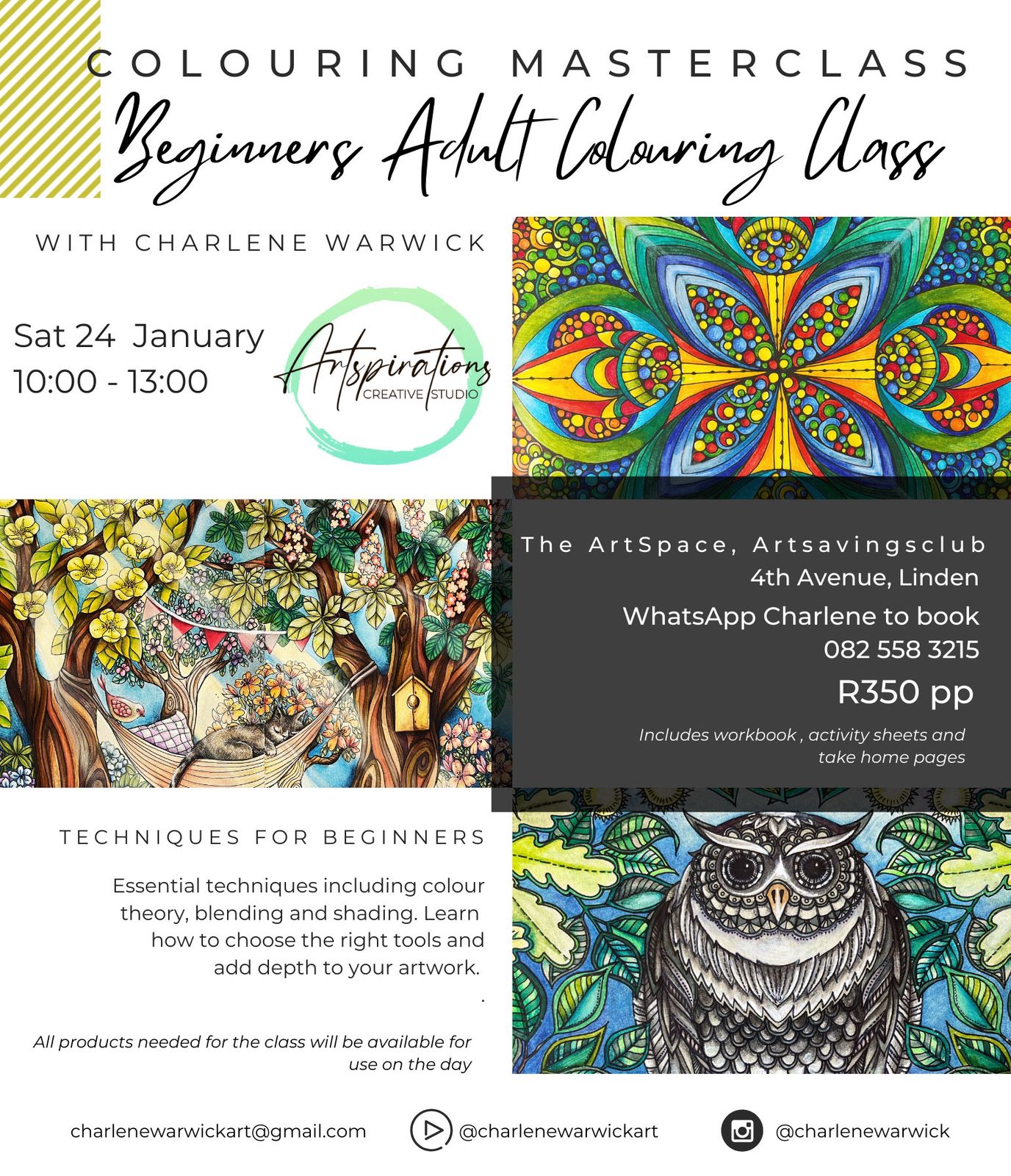 24 Jan '26 Sat 10h00-13h00 Beginners Adult Colouring Class With Artspiratinos Crative Studio