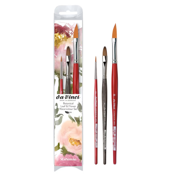 Botanical Leaf & Flower Watercolour Brush Set with brushes