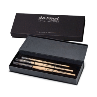 DA VINCI 4251 PETIT GRIS WATERCOLOUR BRUSHES IN A GIFT BOX closed and open
