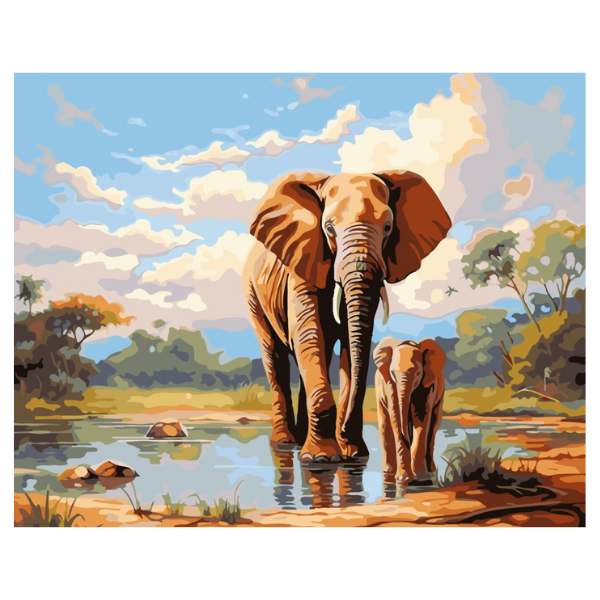 SINOART PAINT BY NUMBERS ELEPHANTS 40X50CM