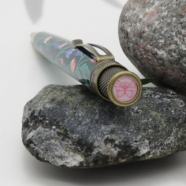 RETRO 51 Tornado Popper GROWTH Rollerball Pen TOP DISC DETAIL OF BUTTERFLY