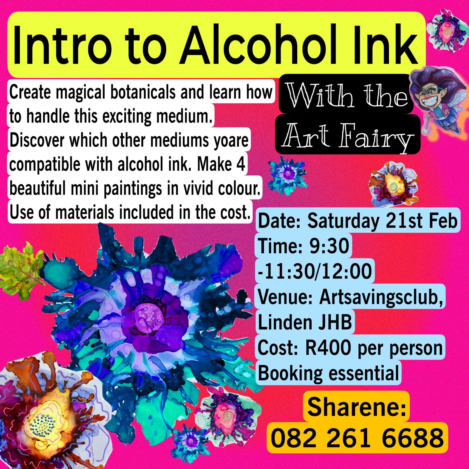 Alcohol Ink and Flowers workshop with Sharene The Art Fairy